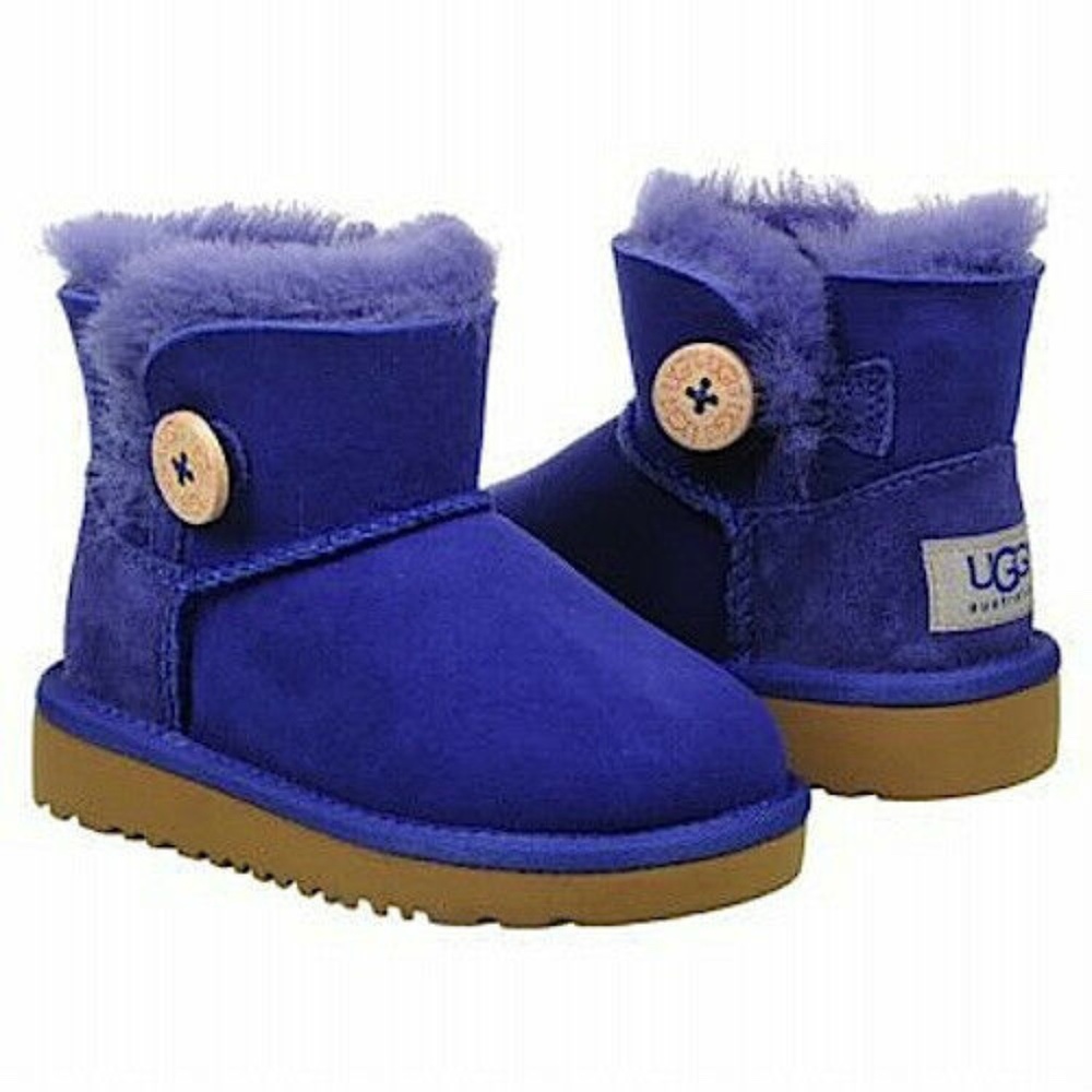 UGG Australia Mini Bailey Button Boots Blue Sz 7